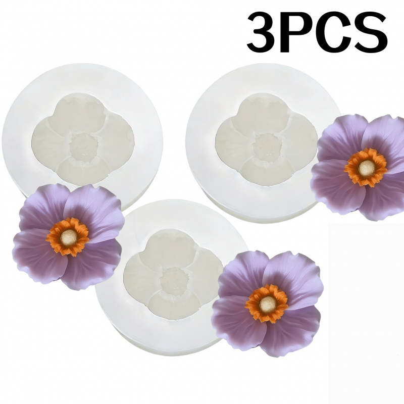 Candle Making Jug - Cetakan silikon 3Flower, Lilin bunga silikon,