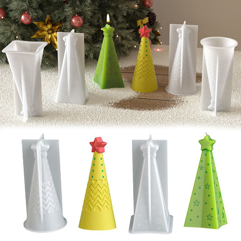 Candle Making Kit Xmas - Cetakan Lilin Kerucut Natal Silikon Baru,