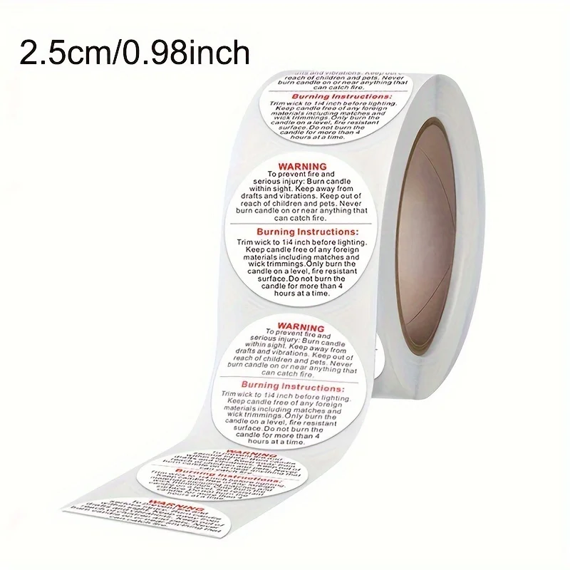 Candle Warning Label - 1 Rol, 500 Buah Label Wadah