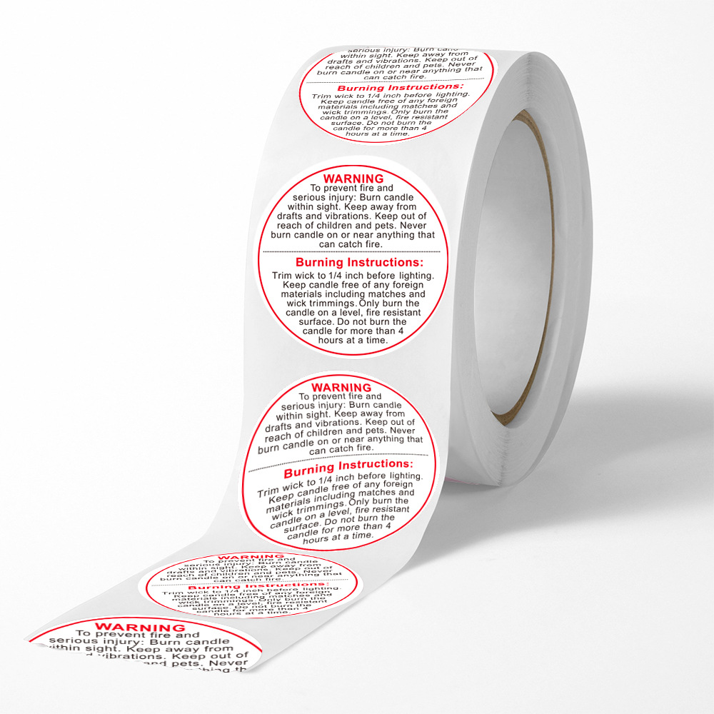 Candle Warning Label - Stiker Label peringatan lilin untuk stoples